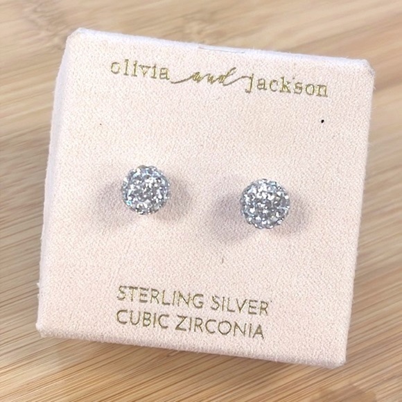 Brand New Olivia and Jackson Sterling Silver Cubic Zirconia Post Earrings - Picture 2 of 12